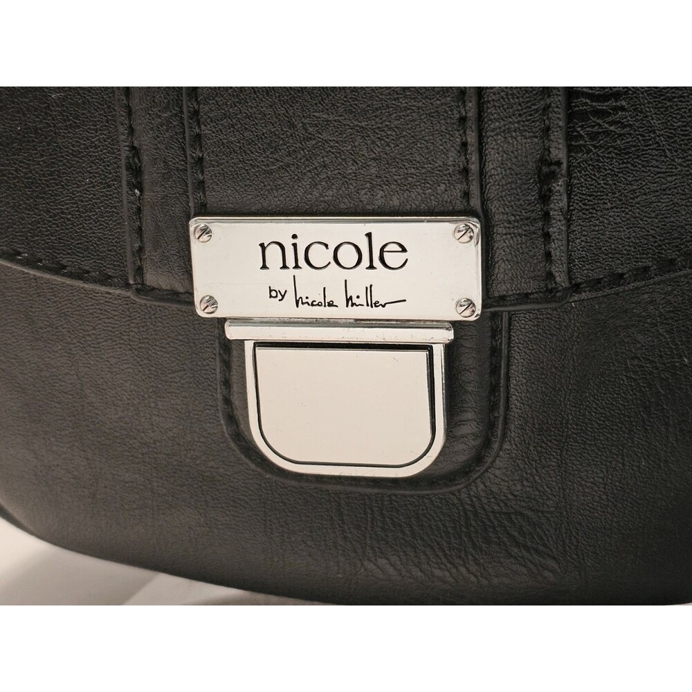 Nicole Miller Black Crossbody Bag Saddle Purse Vegan Leather Small Messenger EUC - Picture 4 of 15